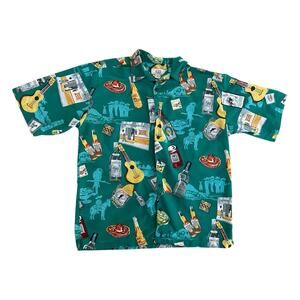 KAD Clothing XL Hawaiian Shirt Mexican Margarita Beer Guitar Sombrero Green